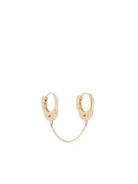14k Yellow Gold Handcuff Single Hoop Earring