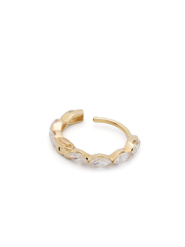 18kt Yellow Gold Diamond Eternity Single Hoop Earring