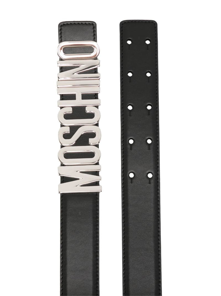 Black Logo Plaque Leather Belt