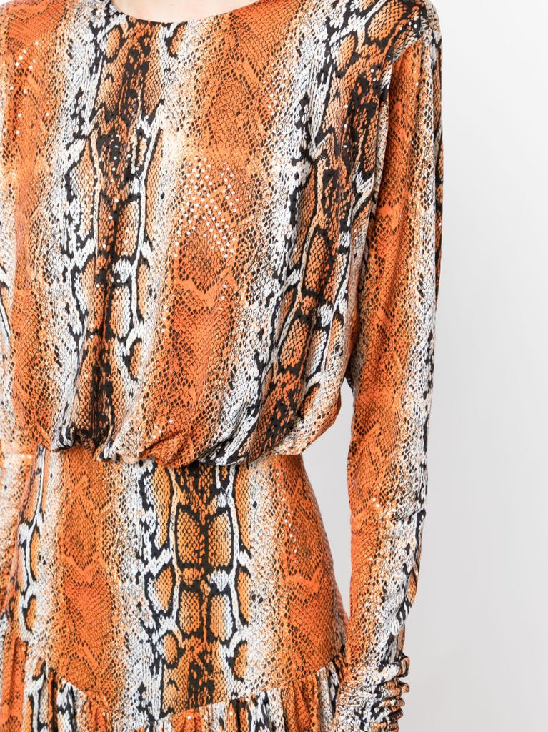 Orange Alina Python Print Minidress