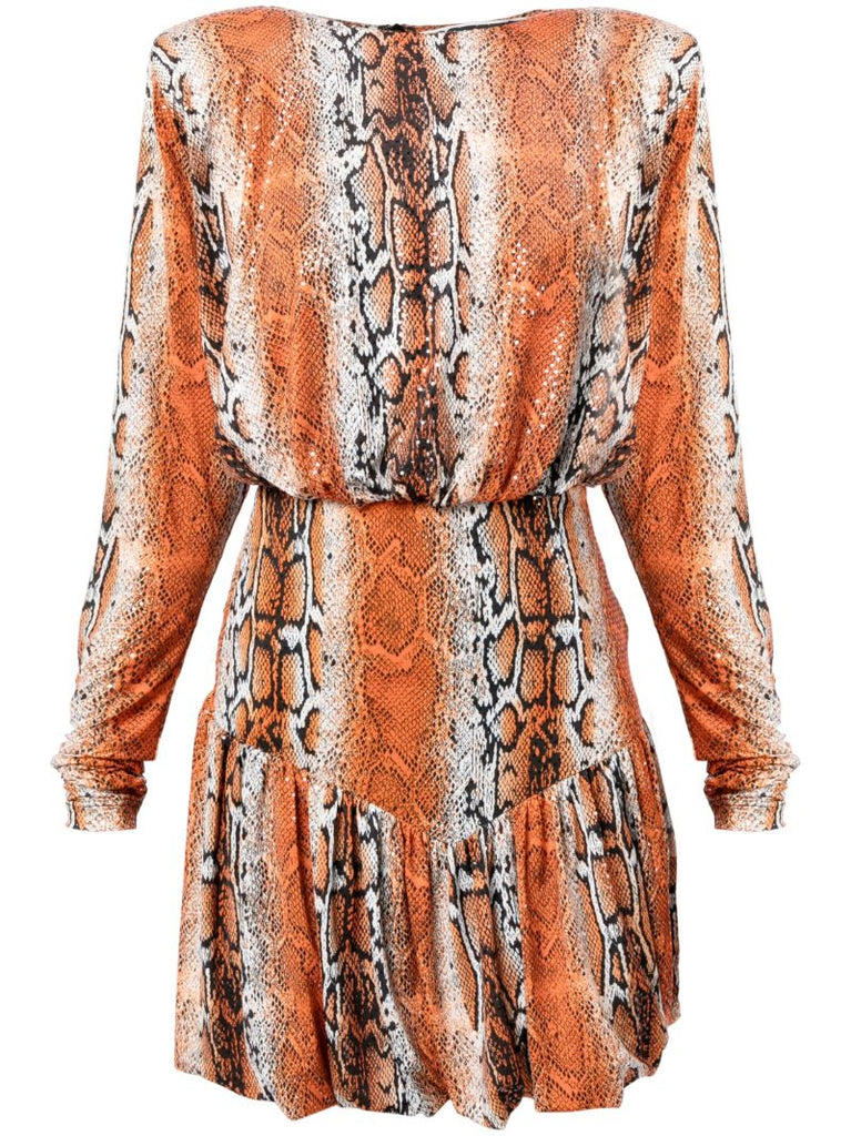 Orange Alina Python Print Minidress