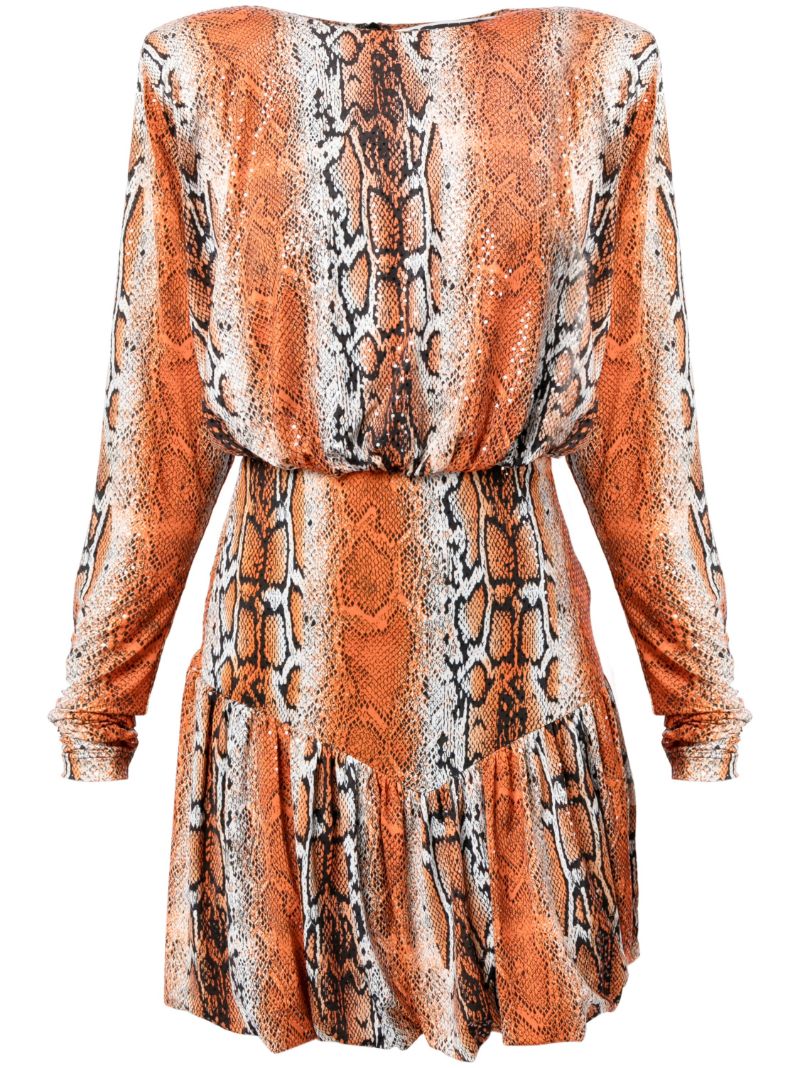 Orange Alina Python Print Minidress
