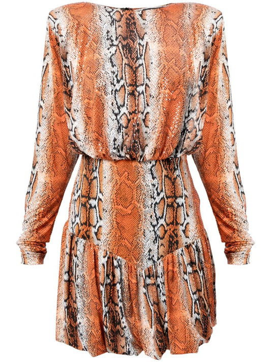 Orange Alina Python Print Minidress
