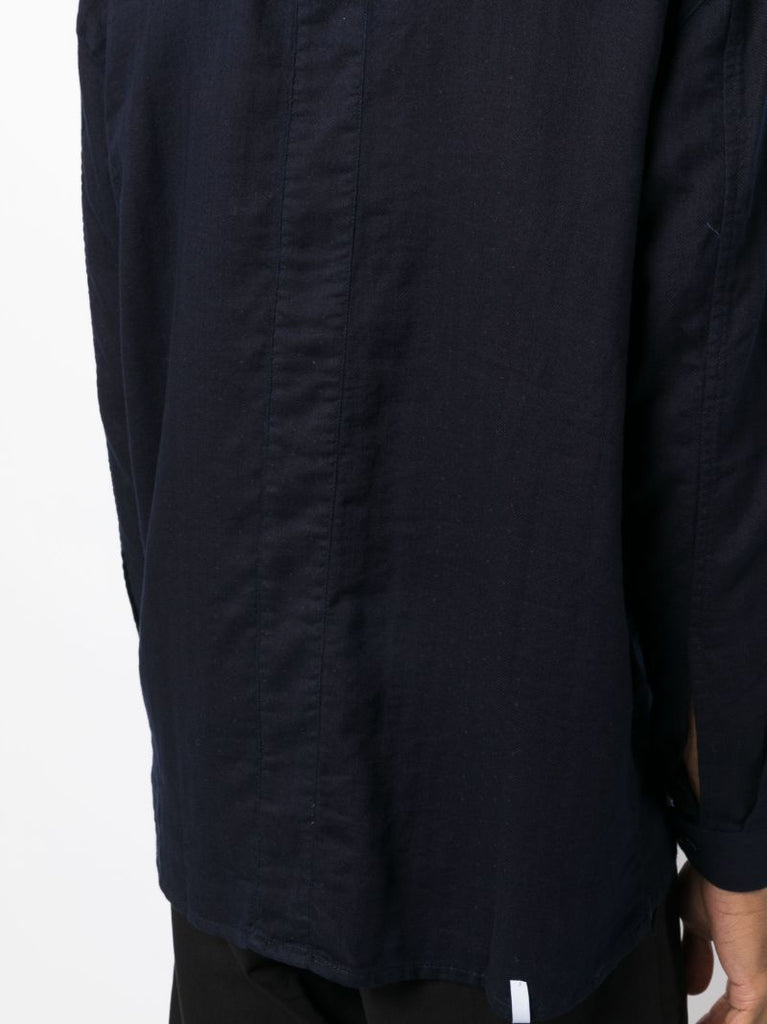 Blue Band Collar Denim Shirt