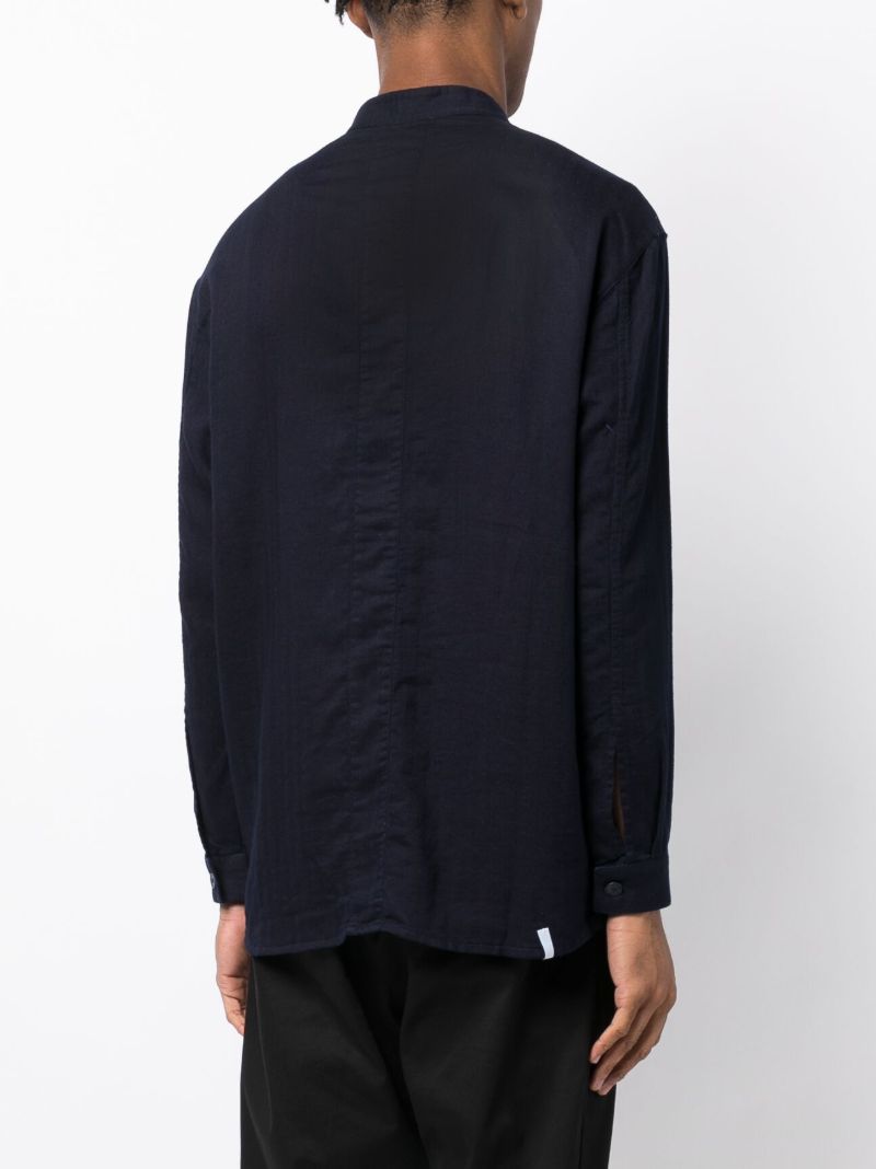 Blue Band Collar Denim Shirt