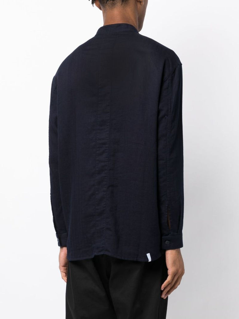 Blue Band Collar Denim Shirt