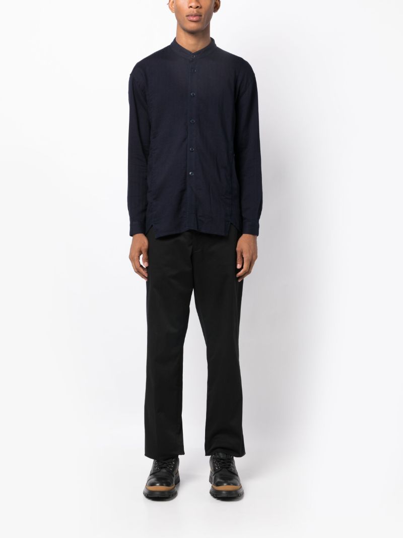 Blue Band Collar Denim Shirt