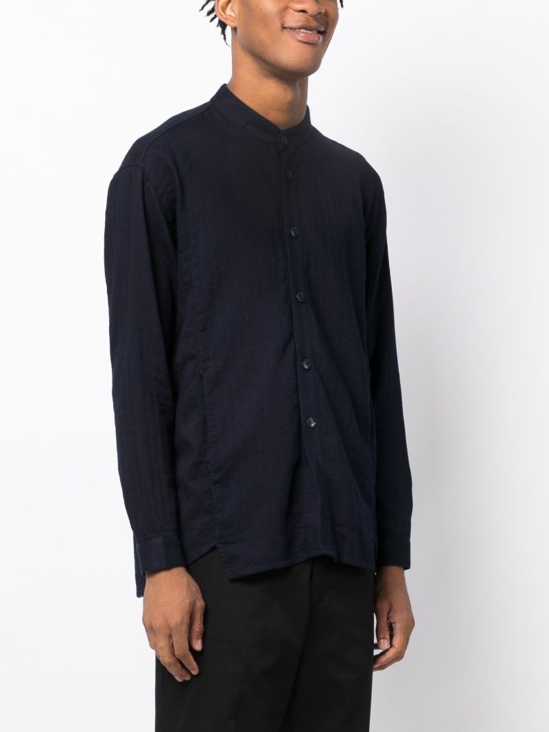Blue Band Collar Denim Shirt