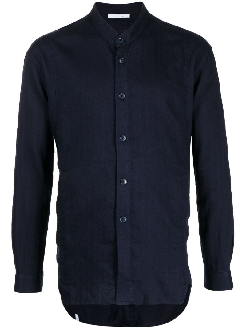 Blue Band Collar Denim Shirt