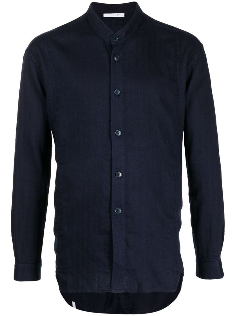 Blue Band Collar Denim Shirt