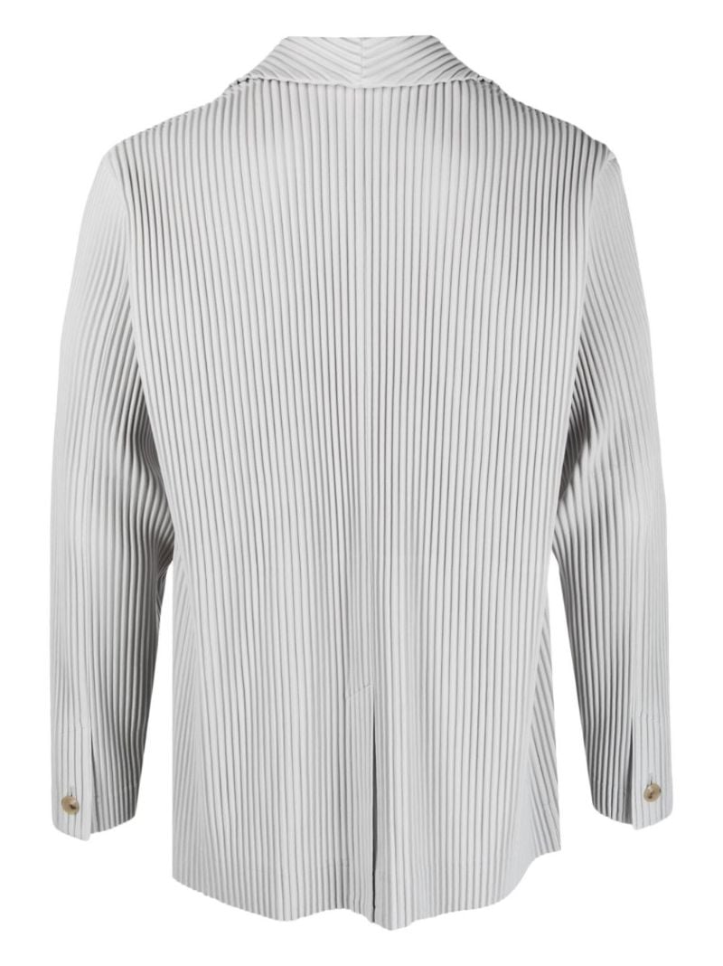 Grey Pleated Single-breasted Blazer