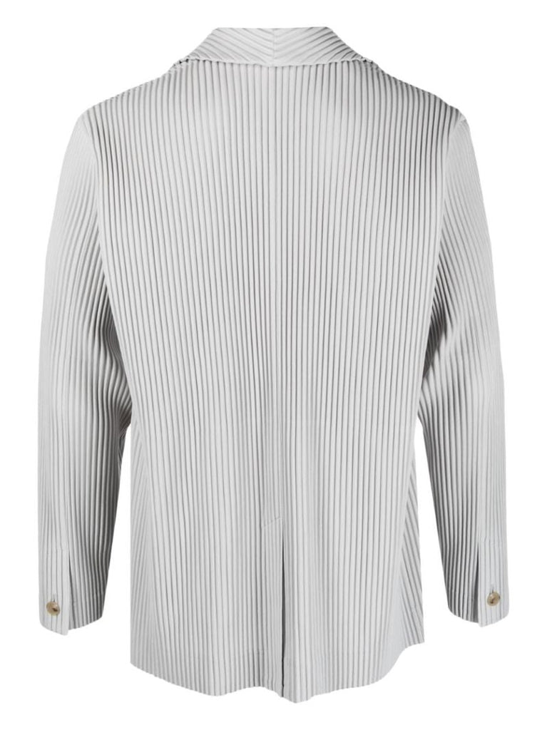 Grey Pleated Single-breasted Blazer