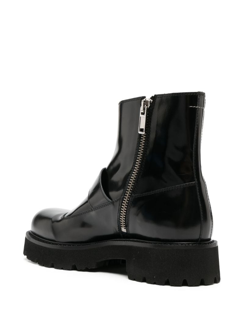 Black Buckle Leather Ankle Boots