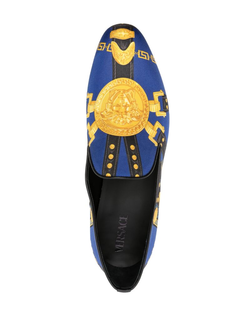 Blue Medusa Saddle Silk Slipper