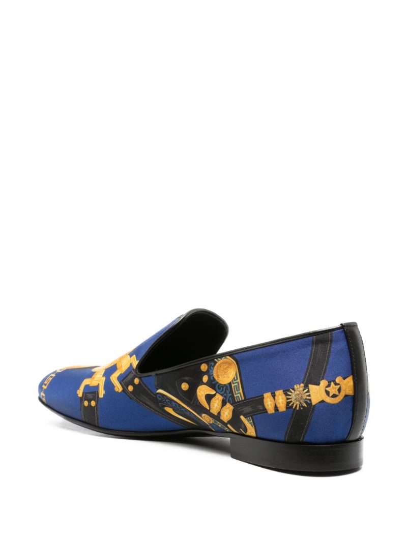 Blue Medusa Saddle Silk Slipper