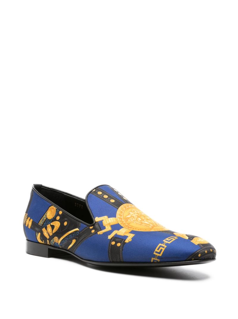 Blue Medusa Saddle Silk Slipper