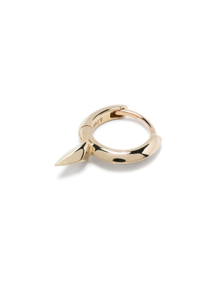 14k Yellow Gold Faceted Short Spike Hoop Earring
