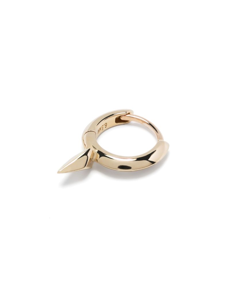 14k Yellow Gold Faceted Short Spike Hoop Earring