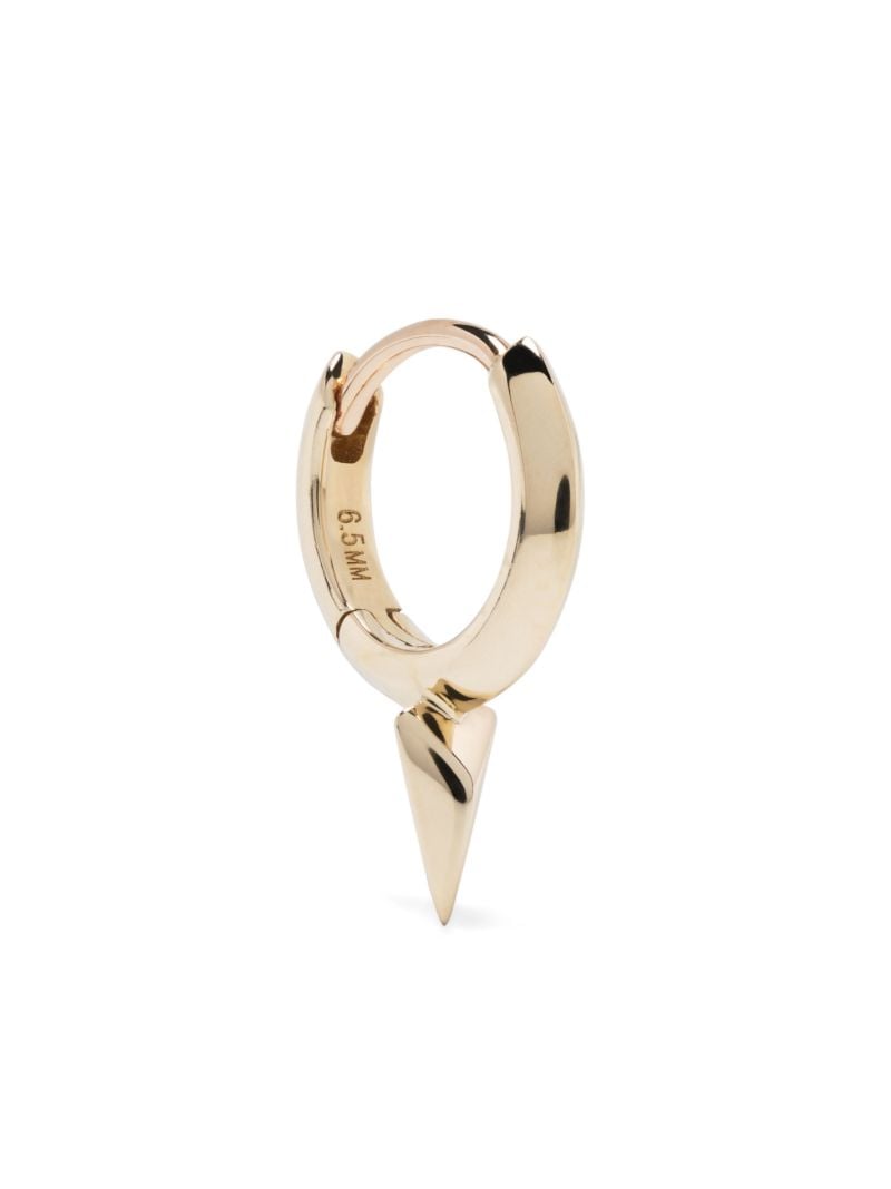 14k Yellow Gold Faceted Short Spike Hoop Earring