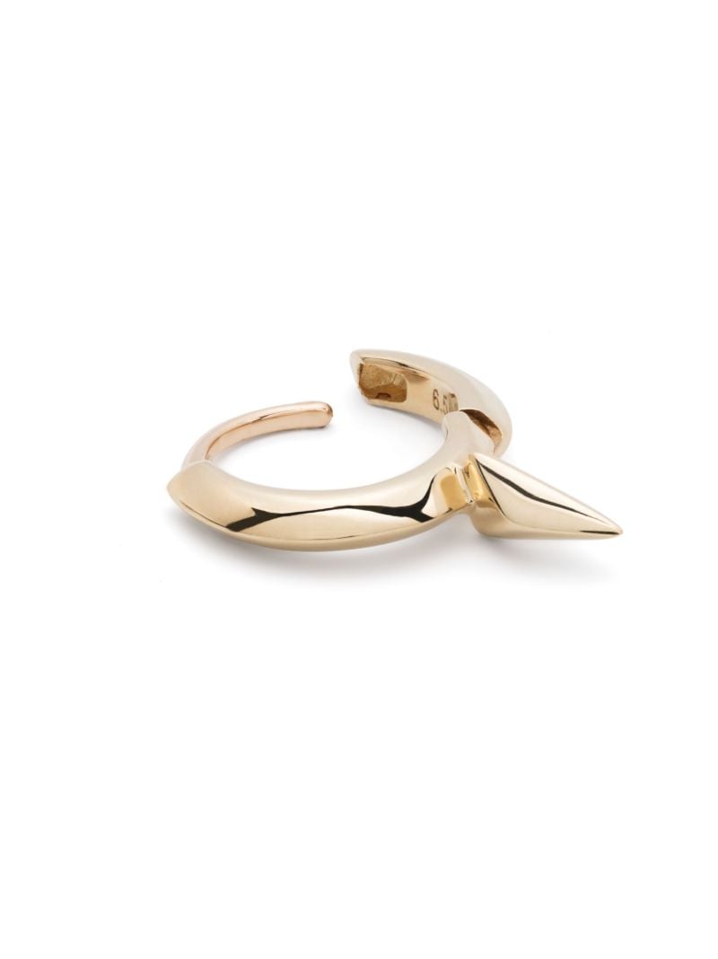 14k Yellow Gold Faceted Short Spike Hoop Earring