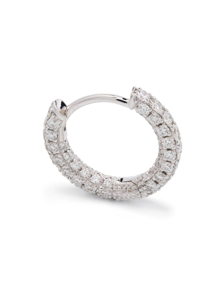 14k White Gold Five Row Diamond Hoop Earring