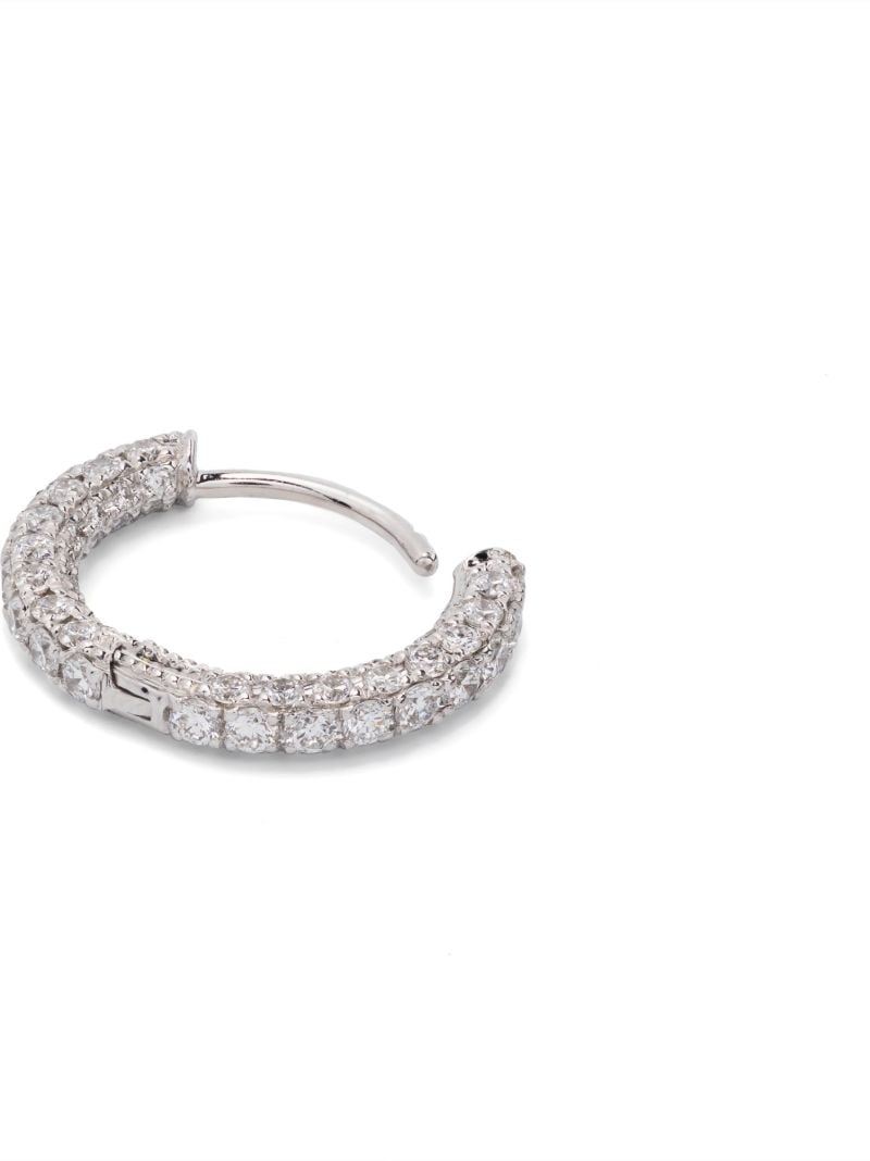 14k White Gold Five Row Diamond Hoop Earring
