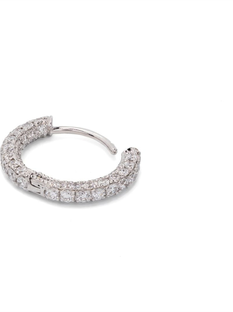14k White Gold Five Row Diamond Hoop Earring