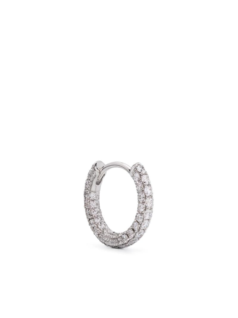 14k White Gold Five Row Diamond Hoop Earring