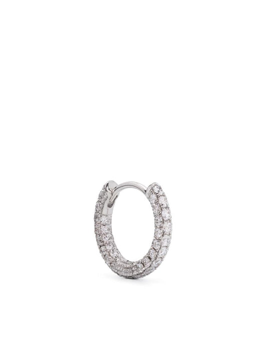 14k White Gold Five Row Diamond Hoop Earring