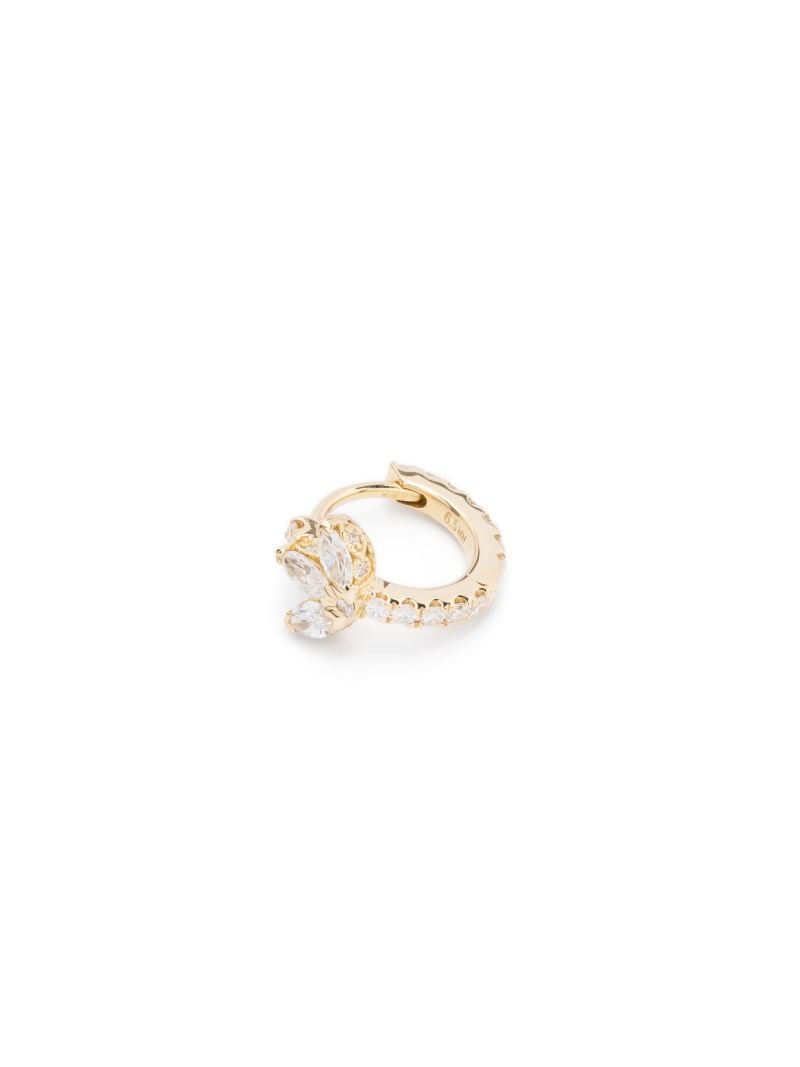 18kt Yellow Gold Lotus Diamond Hoop Earring