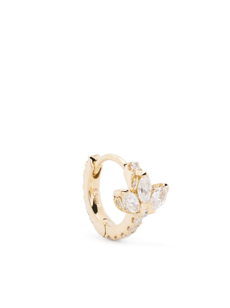 18kt Yellow Gold Lotus Diamond Hoop Earring