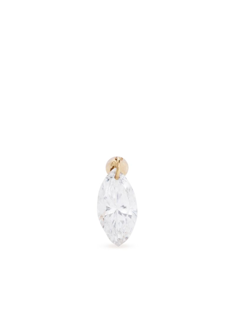 18k Yellow Gold Floating Marquise Diamond Charm Stud Earring