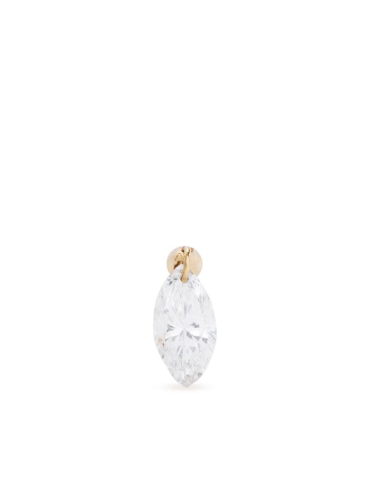 18k Yellow Gold Floating Marquise Diamond Charm Stud Earring