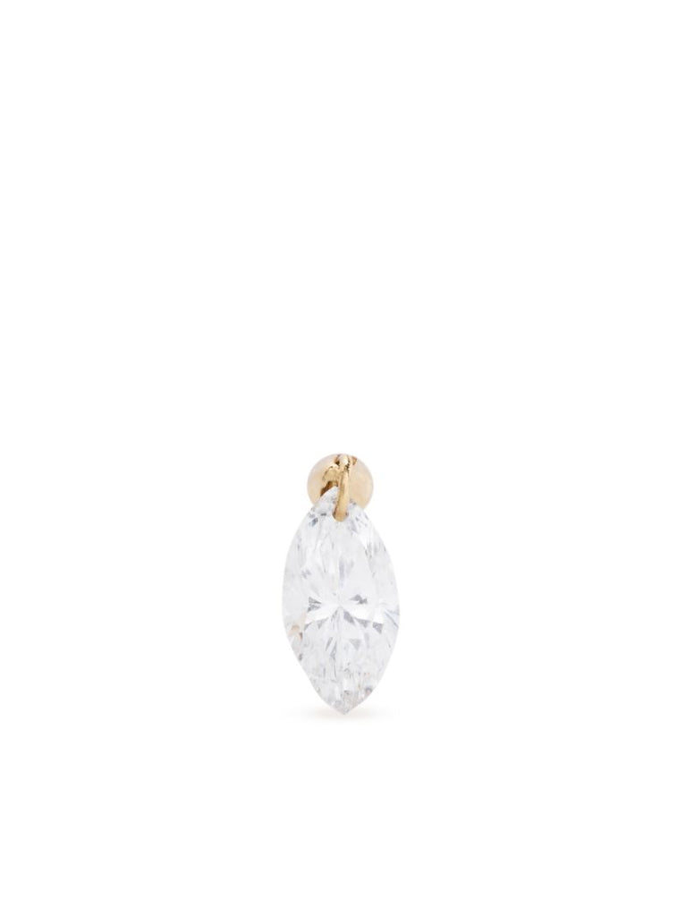 18k Yellow Gold Floating Marquise Diamond Charm Stud Earring