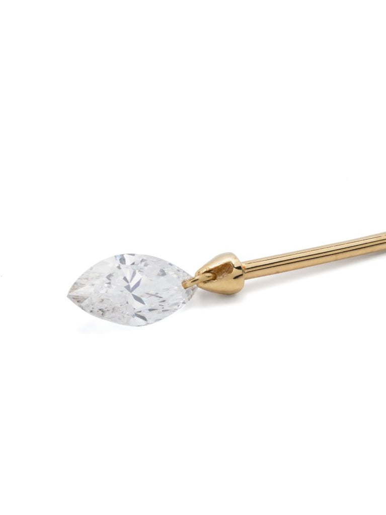 18k Yellow Gold Floating Marquise Diamond Charm Stud Earring
