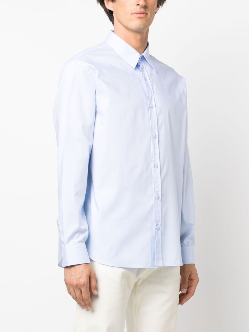Blue Logo-embroidered Cotton Shirt