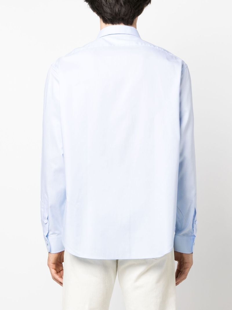 Blue Logo-embroidered Cotton Shirt