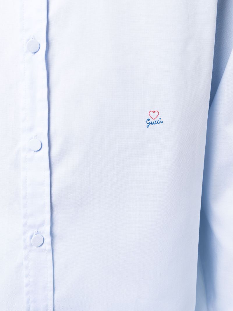 Blue Logo-embroidered Cotton Shirt