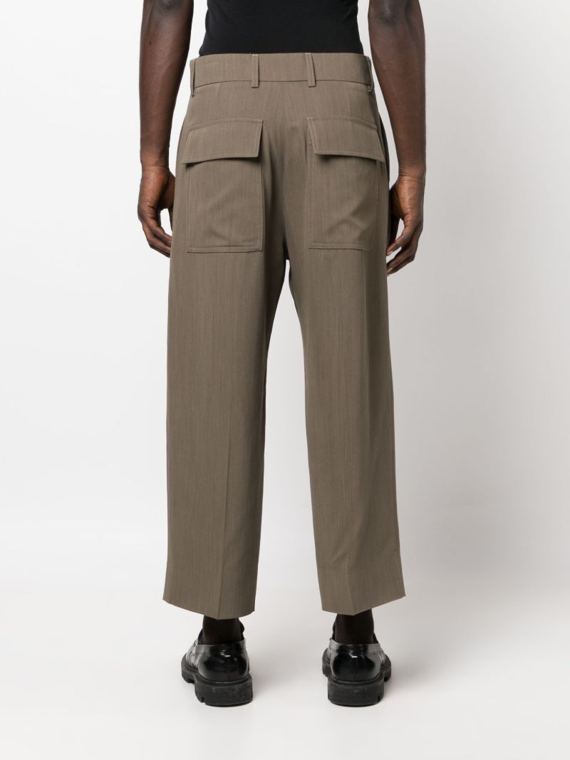 Green Cropped Straight-leg Trousers