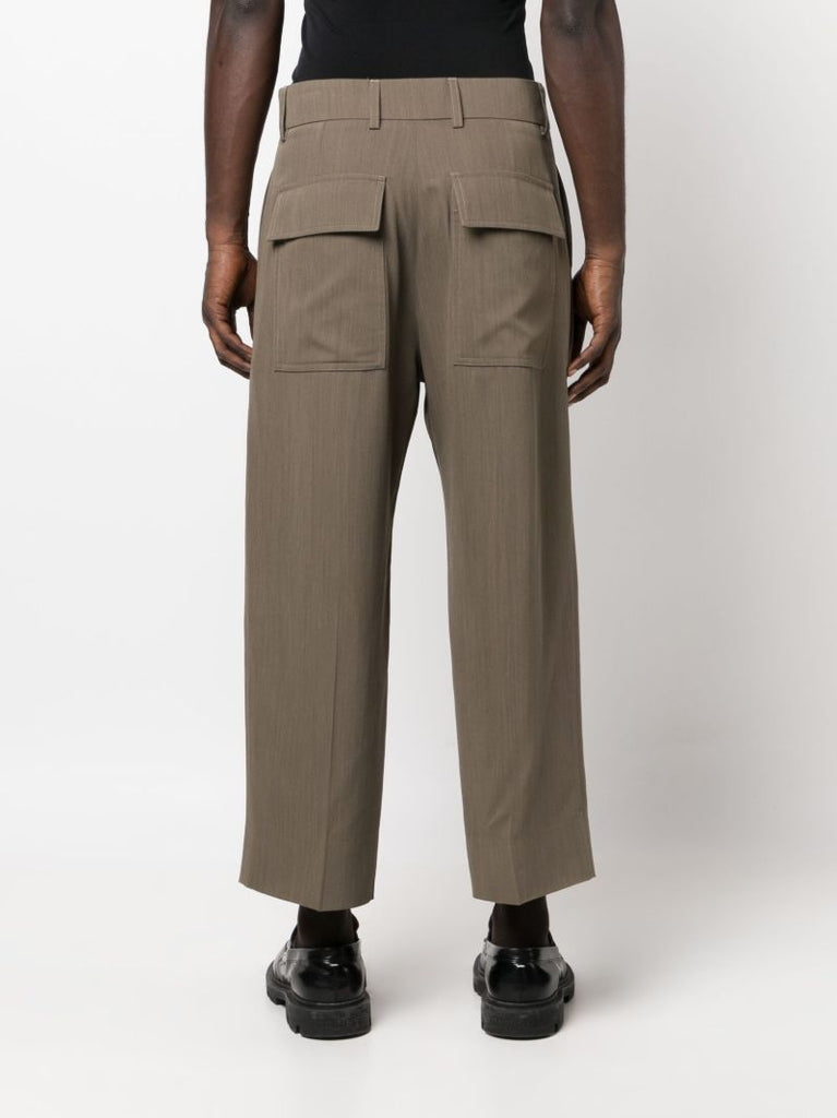 Green Cropped Straight-leg Trousers
