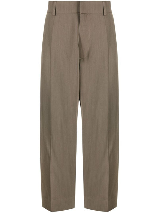 Green Cropped Straight-leg Trousers