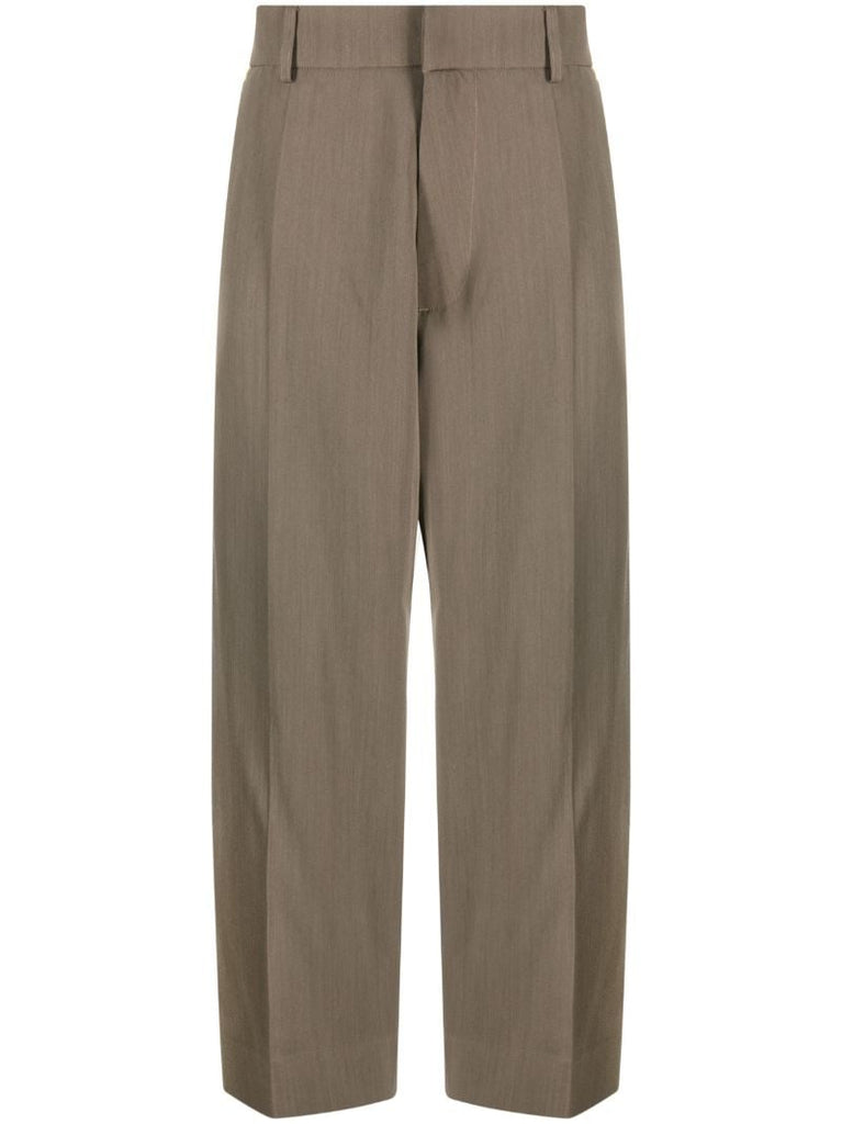 Green Cropped Straight-leg Trousers