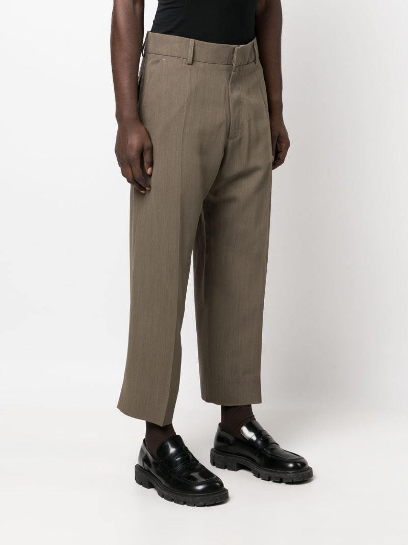 Green Cropped Straight-leg Trousers