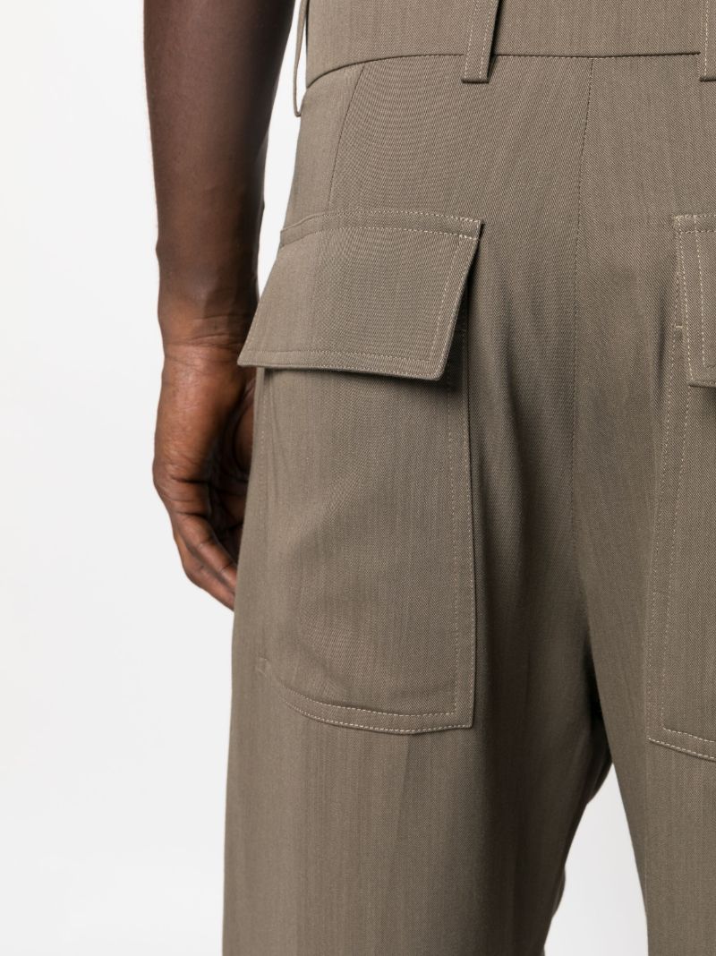 Green Cropped Straight-leg Trousers