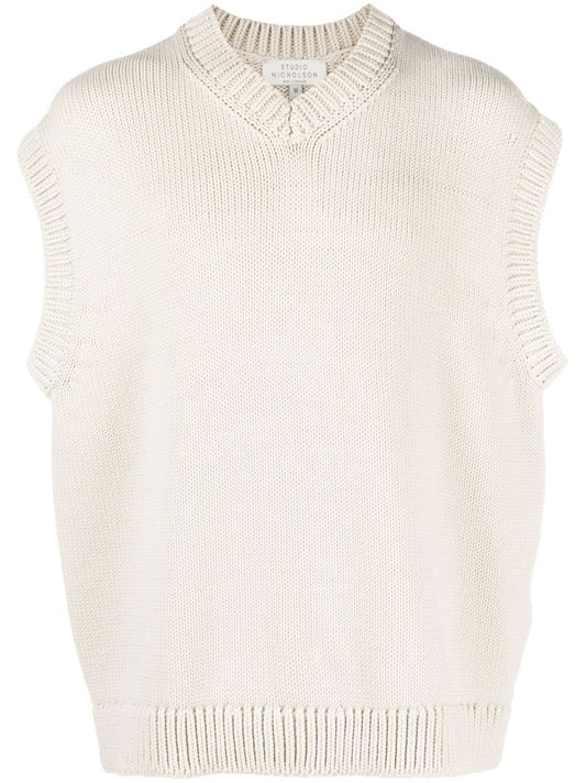 Grey Spun V-neck Cotton Vest