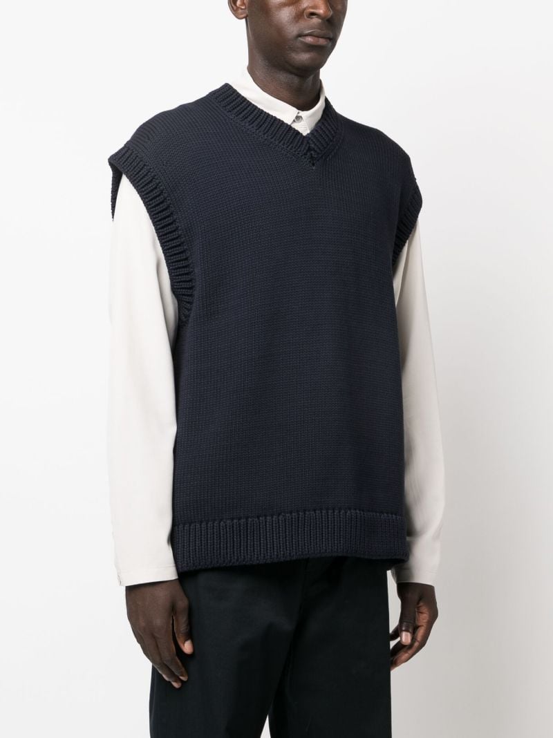 Blue Spun V-neck Cotton Vest