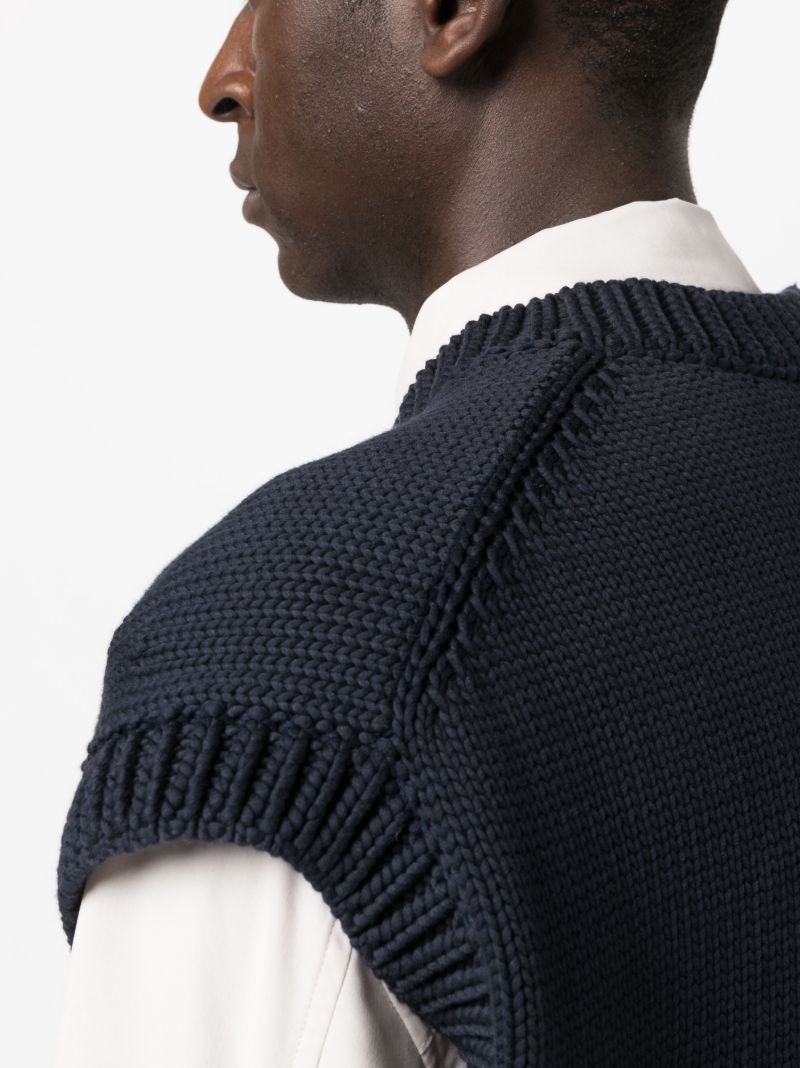 Blue Spun V-neck Cotton Vest