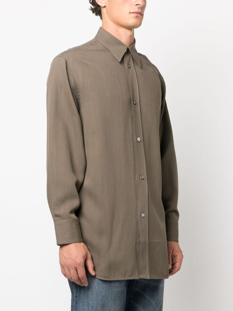 Green Long-sleeve Button-up Shirt