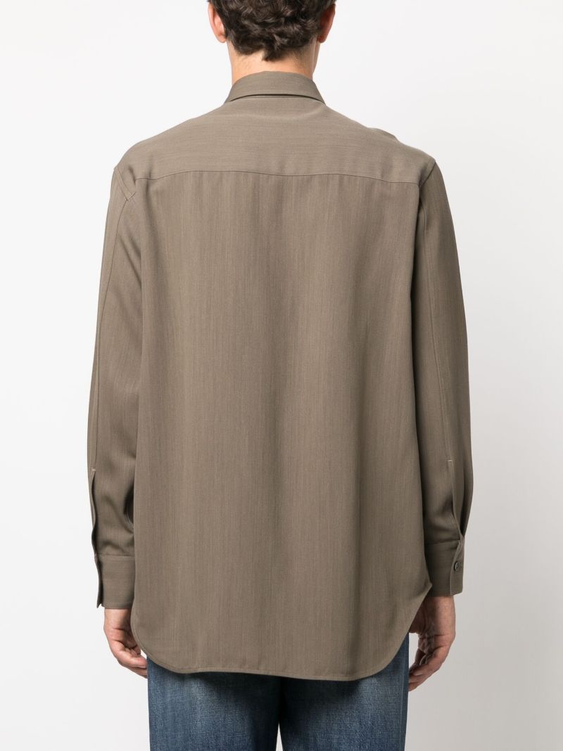 Green Long-sleeve Button-up Shirt