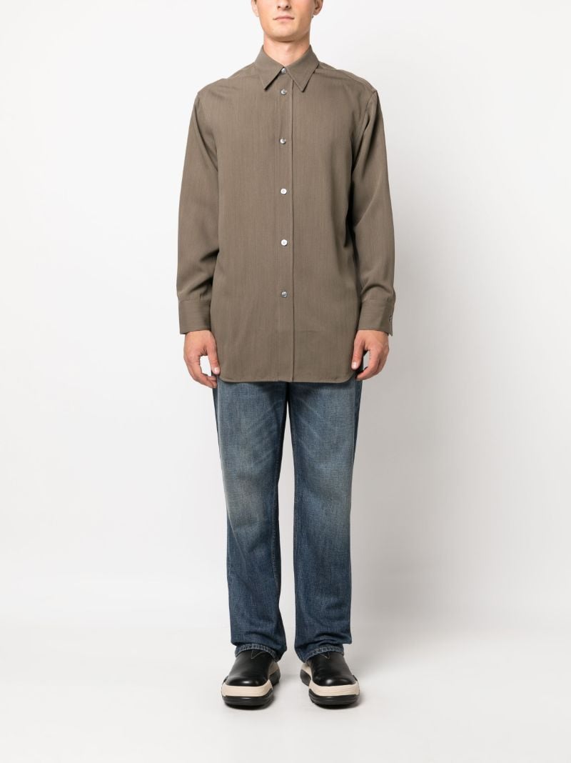 Green Long-sleeve Button-up Shirt